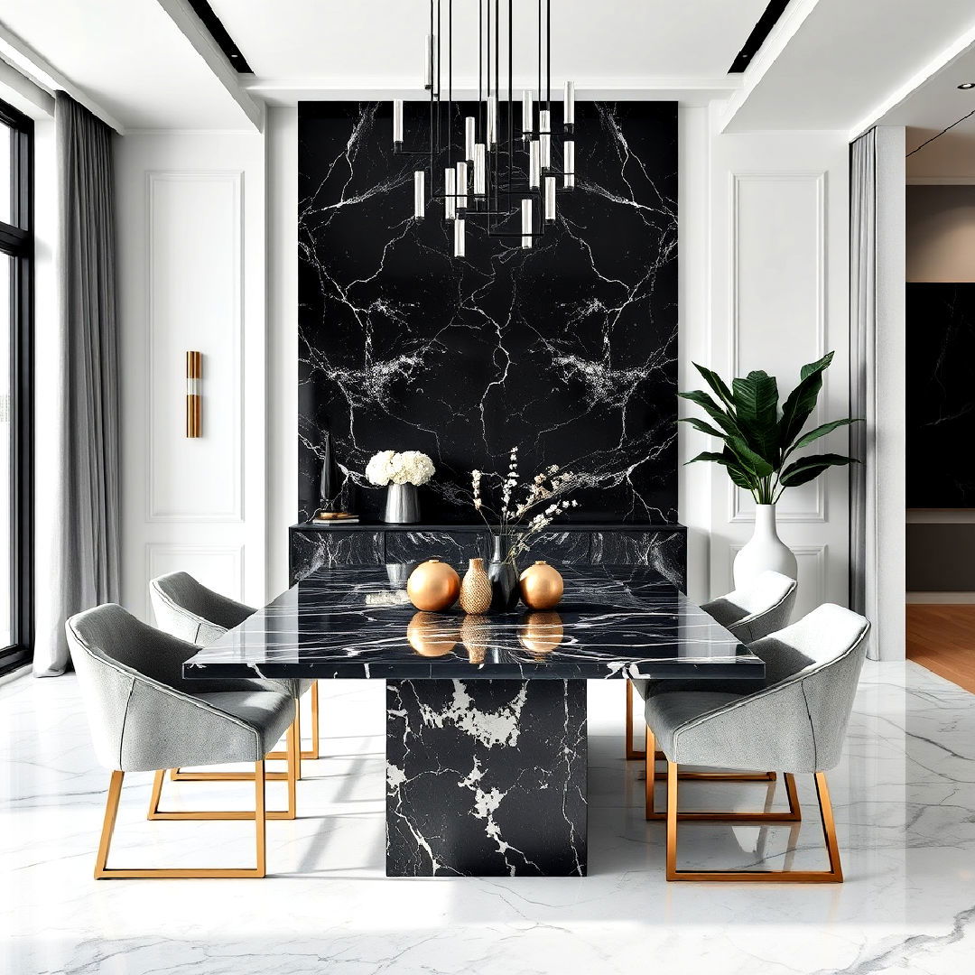 dark marble surfaces for masculine dining room