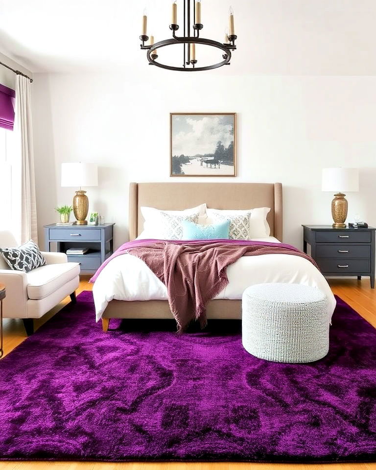 dark purple rug for bedroom