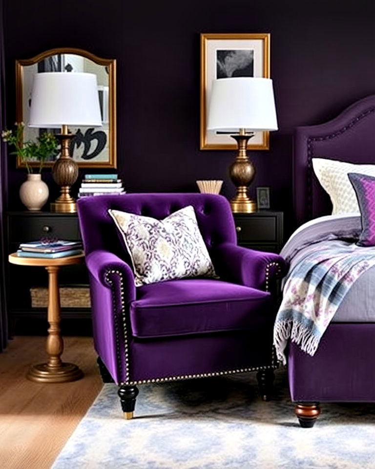 dark purple upholstered furniture