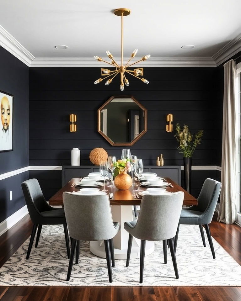 dark shiplap for a modern dining room