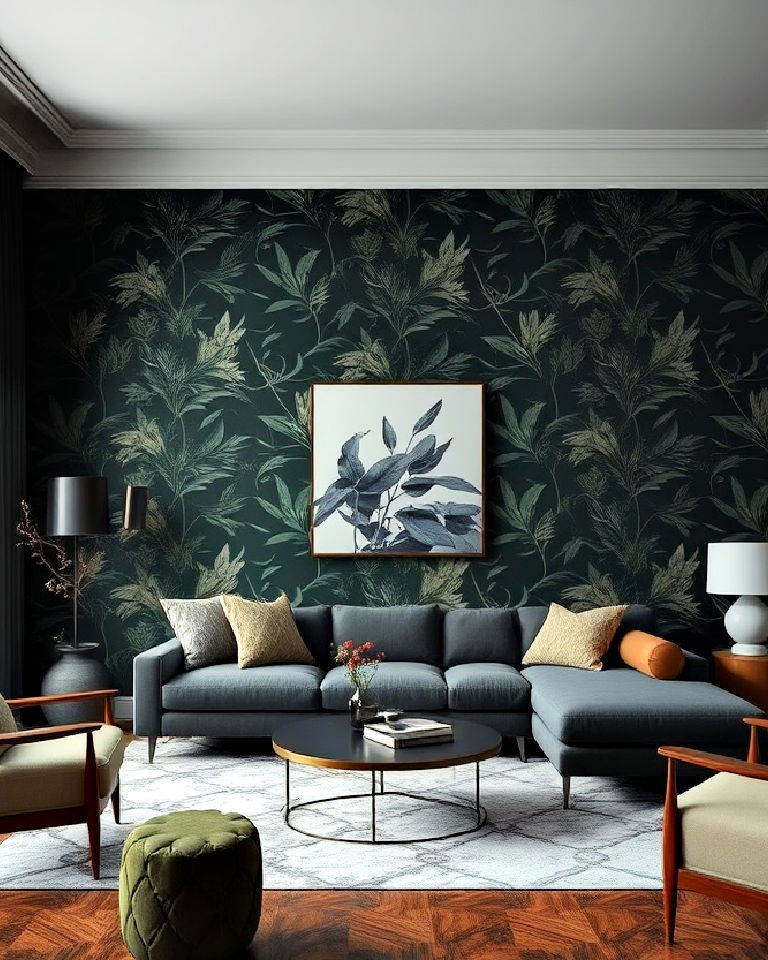 dark toned wallpapers living room