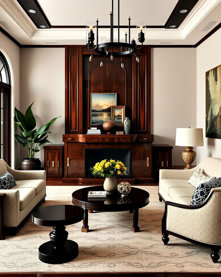 dark wood elements living room
