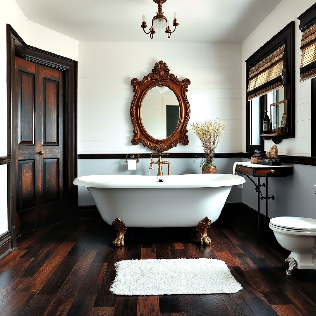 dark wood floor with vintage fixtures design