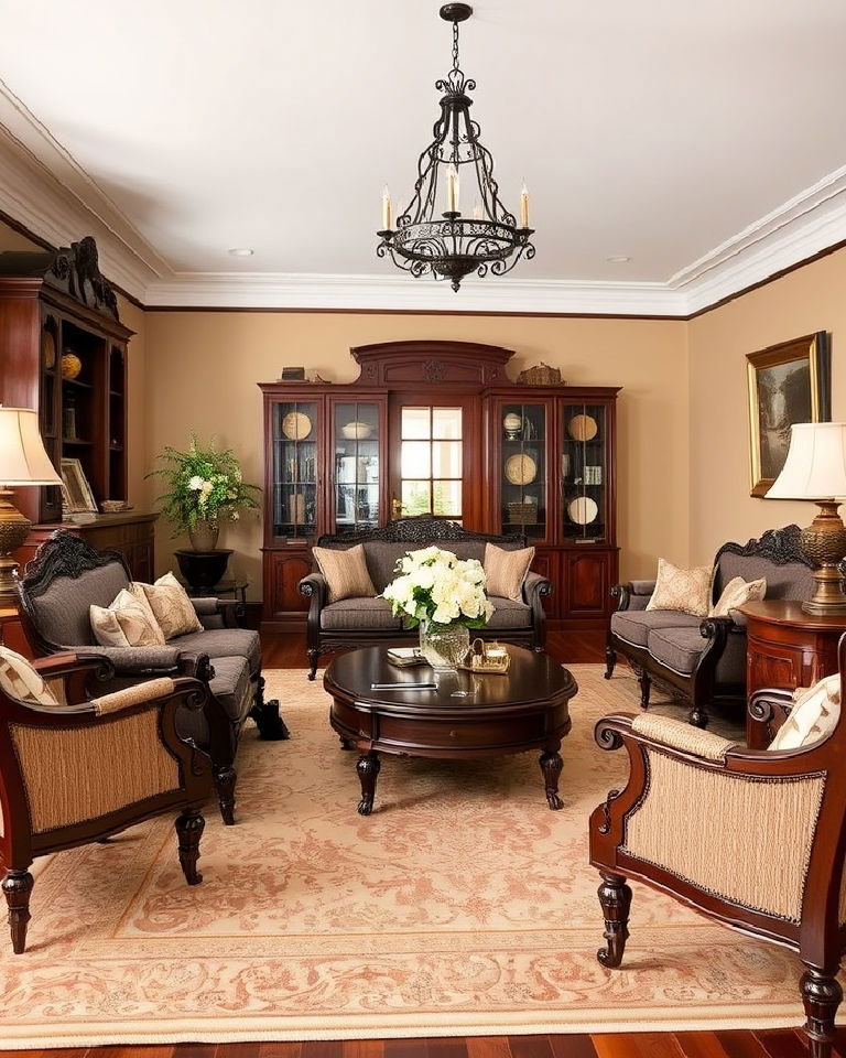 dark wood furniture living room