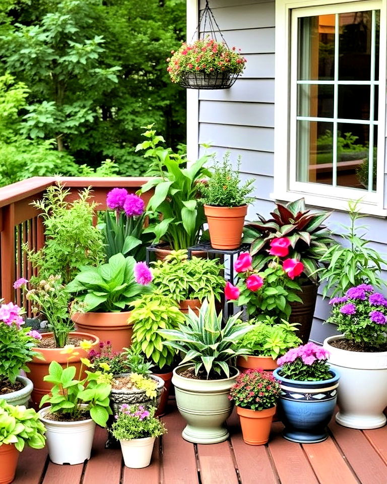 deck potted plants for a natural feel