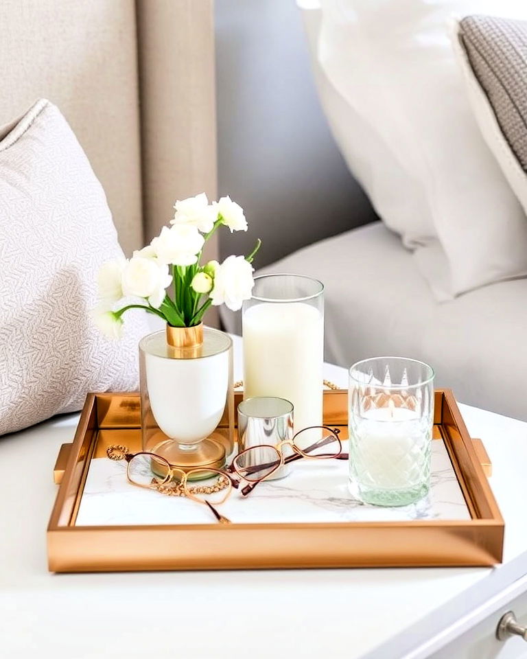 decorative tray for organized nightstand