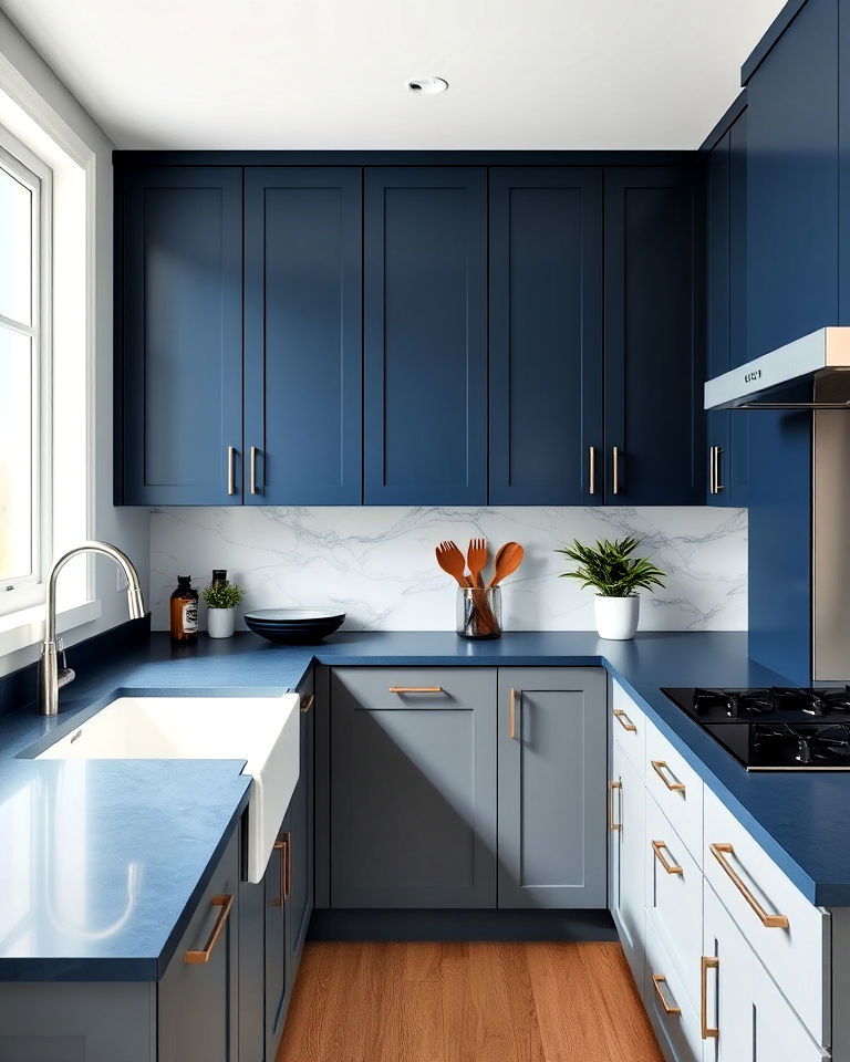 deep blue solid surface countertops