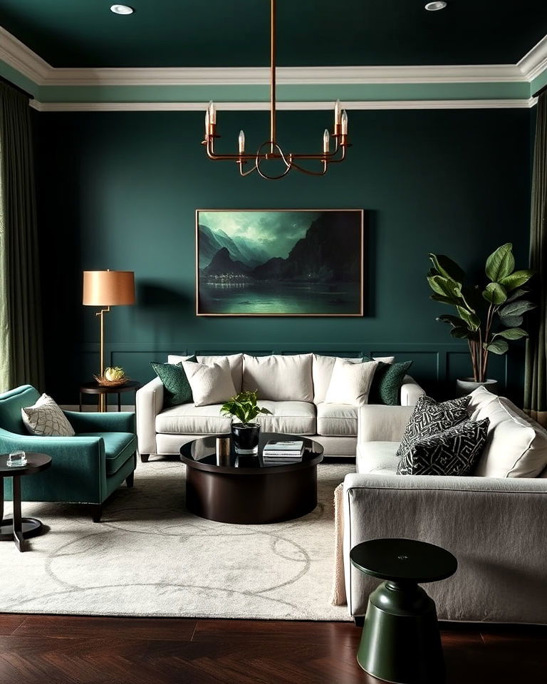 deep jewel tone walls living room