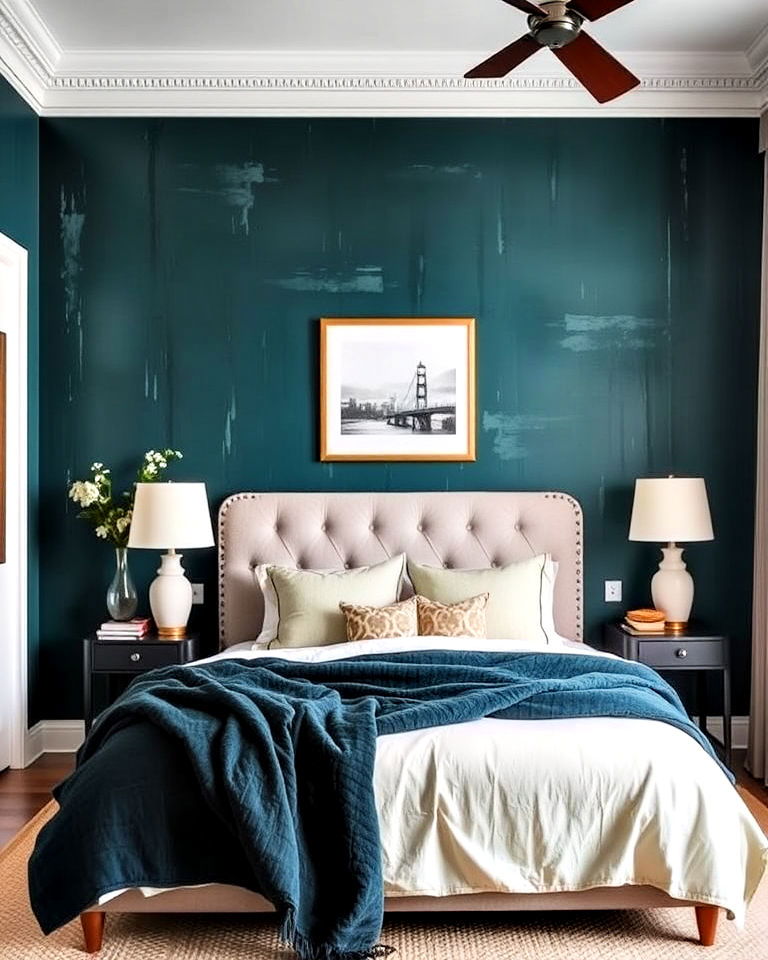 deep teal accent wall