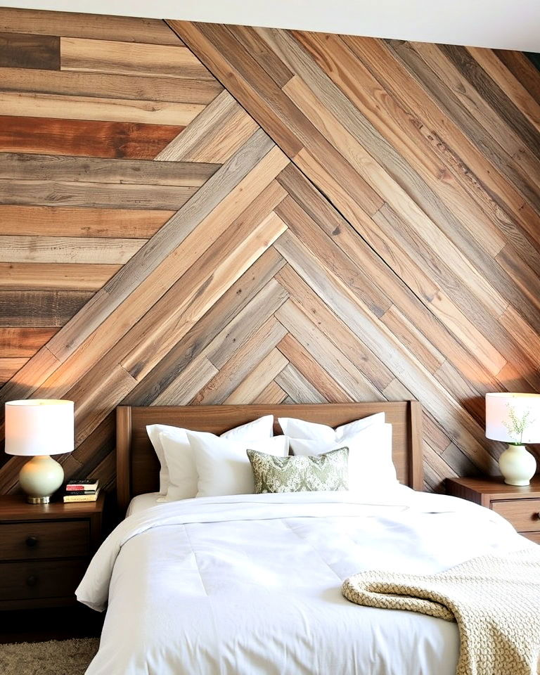diagonal barnwood accent wall