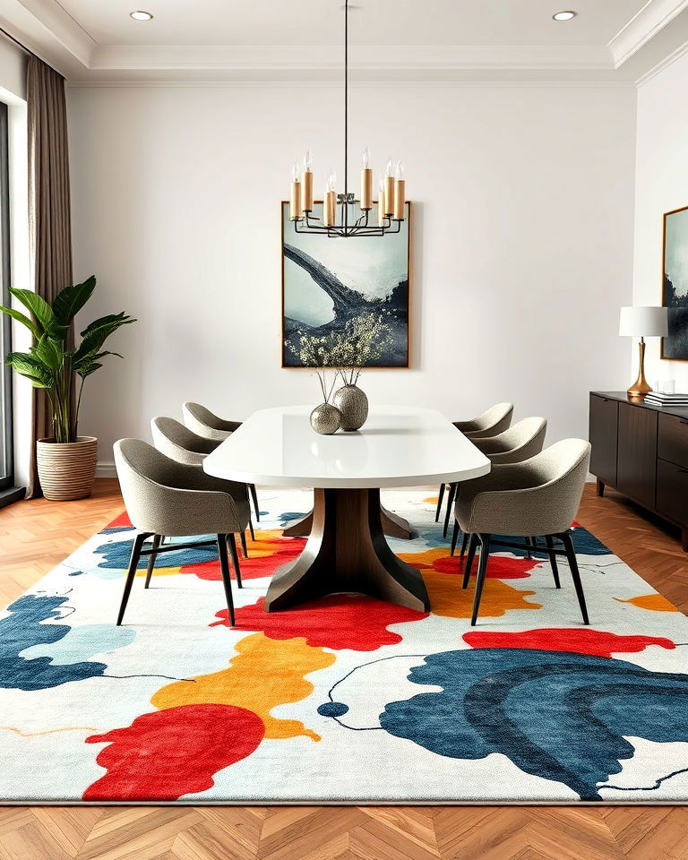 dining room abstract design rug