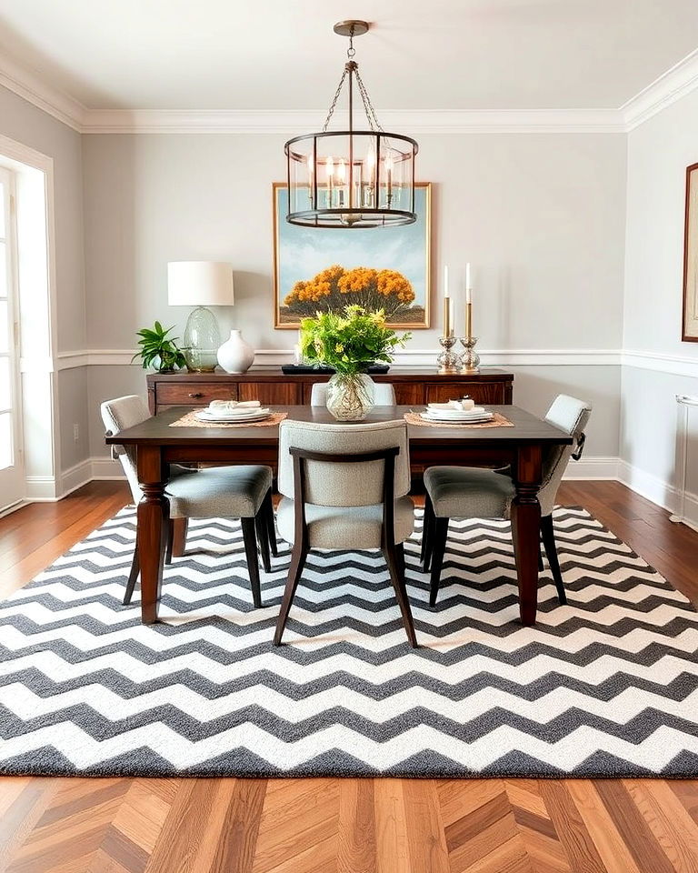 dining room chevron pattern rug