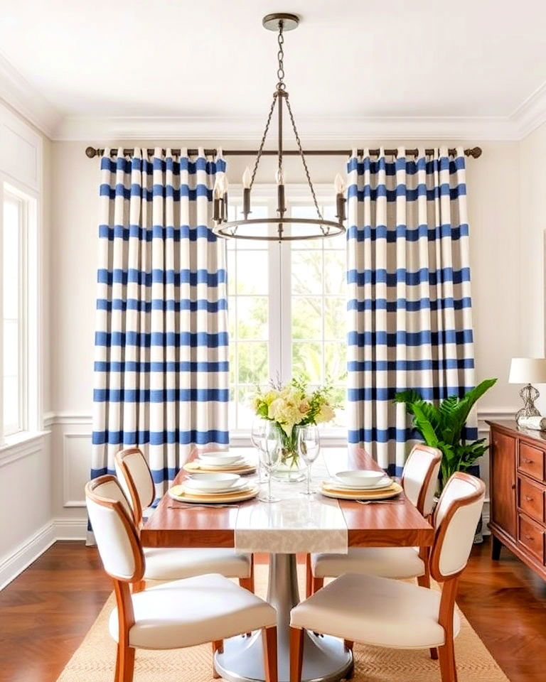 dining room striped curtains