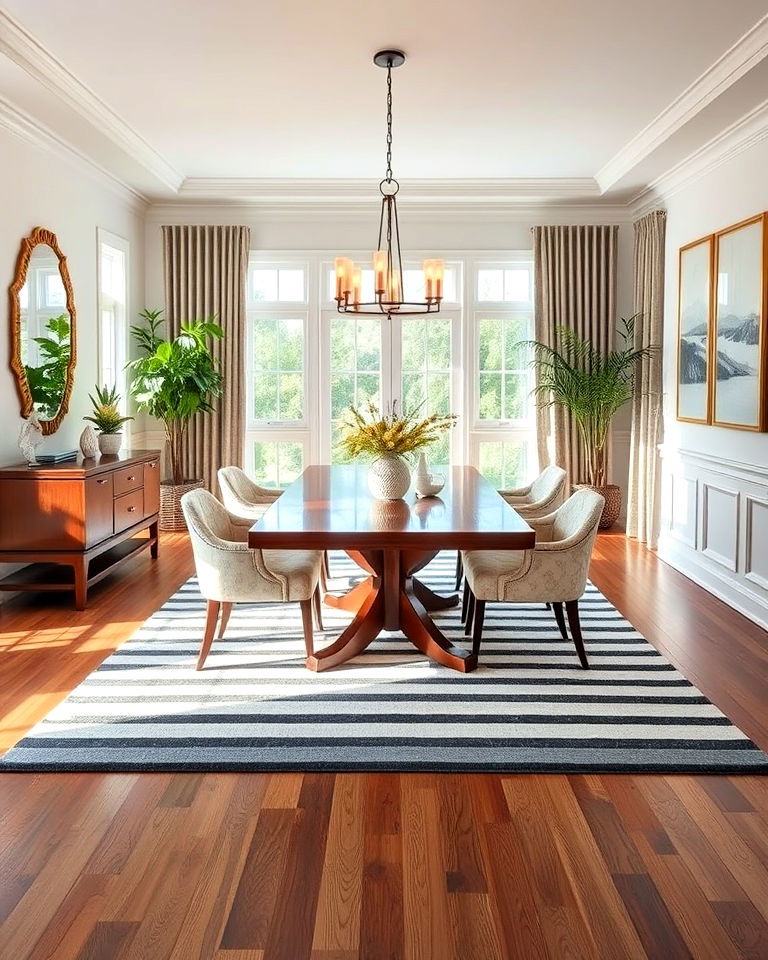 dining room striped rug