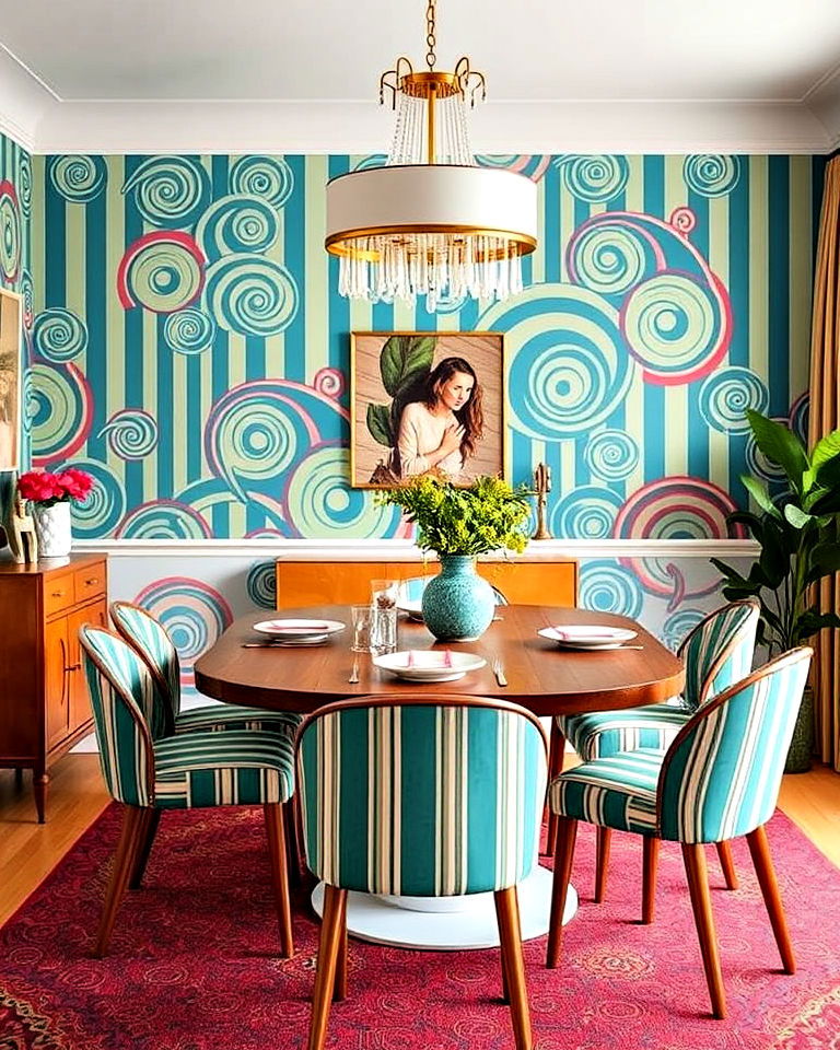 dining room wallpaper with bold patterns