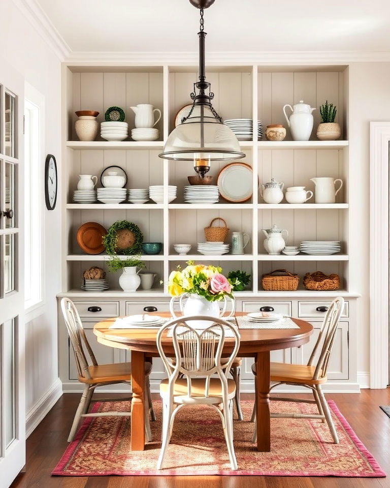 display open shelving dining room