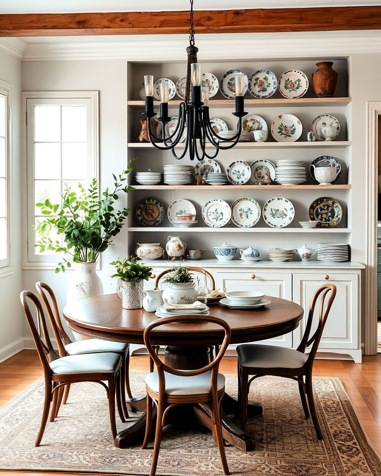 display vintage ceramics for dining room