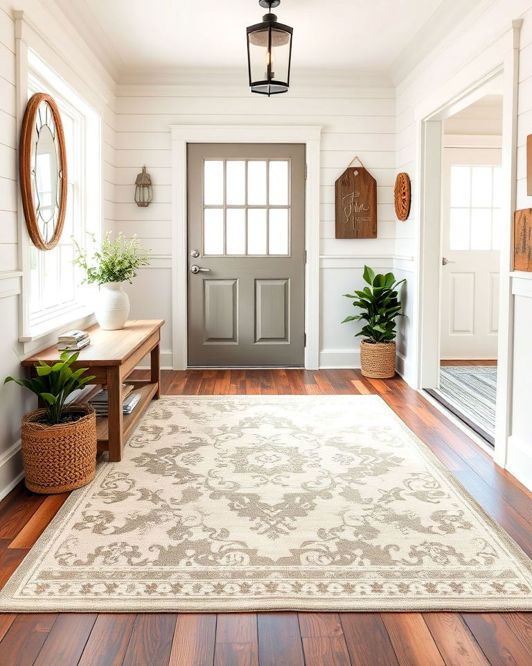 distressed entryway rug for comfort and color