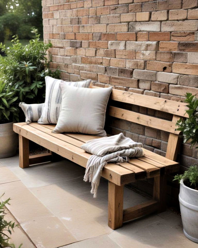 distressed wood benches for patio seating