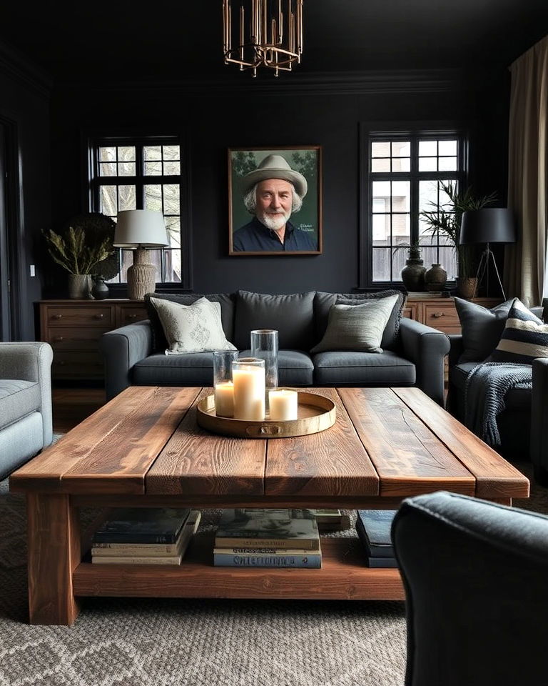 distressed wood coffee table living room