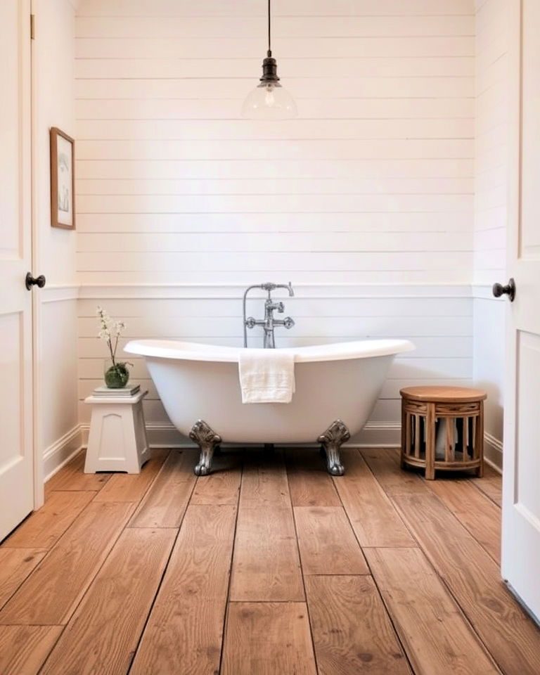 distressed wood floor for a vintage vibe