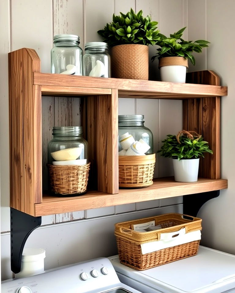 distressed wood shelving