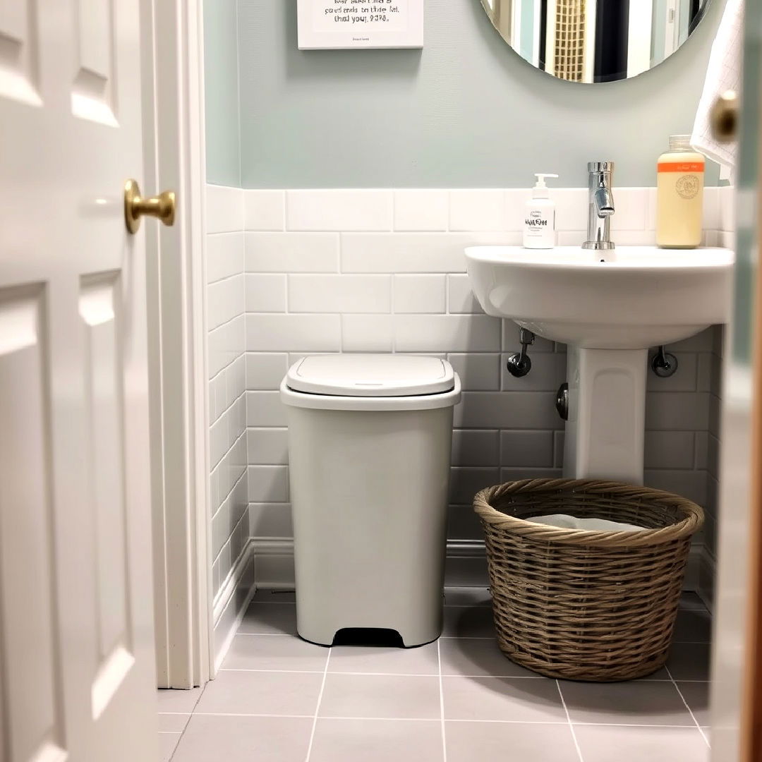 dorm bathroom compact trash can