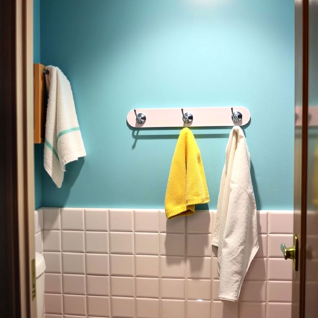 dorm bathroom towel hooks or racks