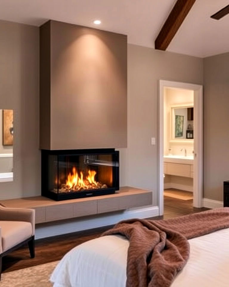 double sided fireplace for bedroom