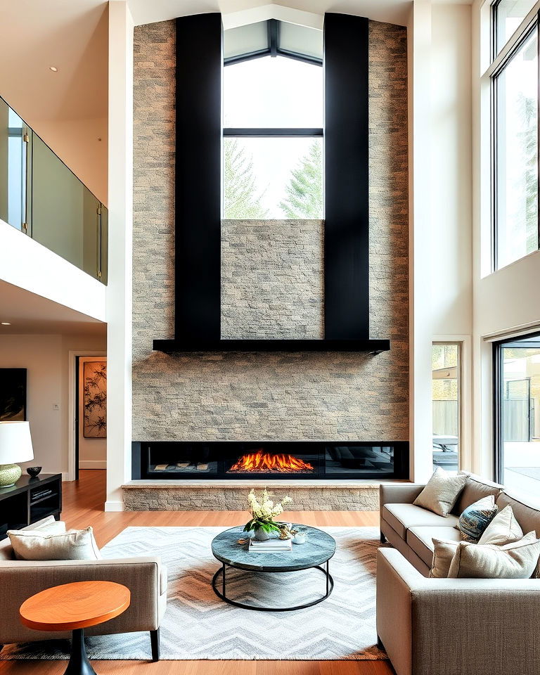 double sided fireplace for open spaces