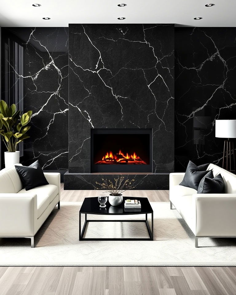 dramatic quartz fireplace for a bold statement