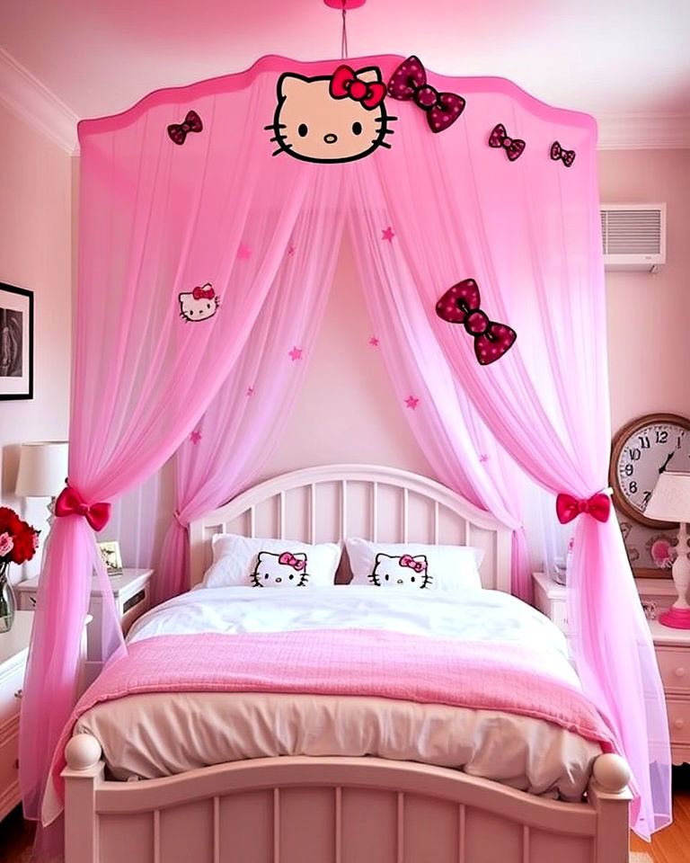 dreamy and whimsical hello kitty bed canopy