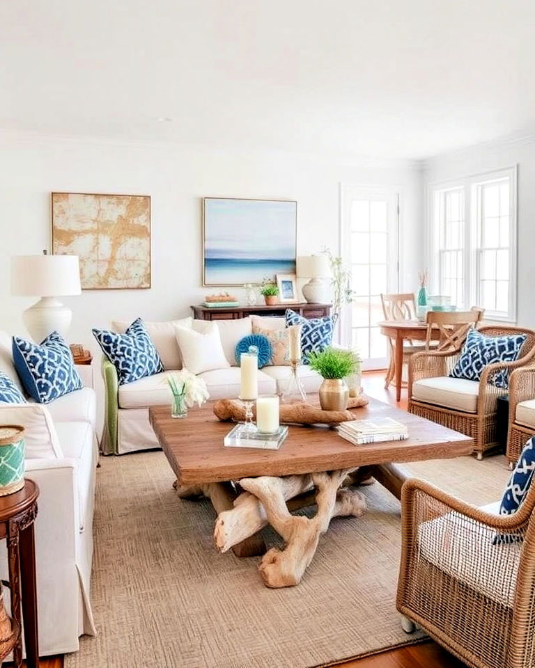 driftwood decor for hamptons living room