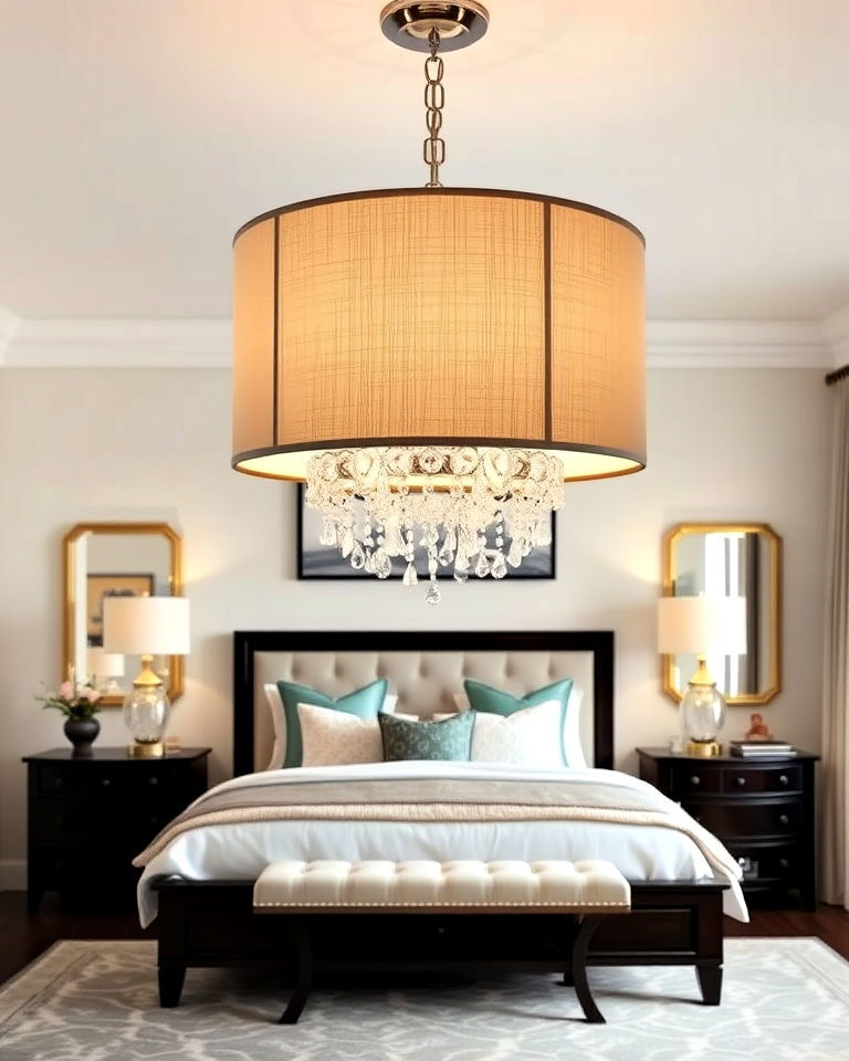 drum shade chandelier with crystals