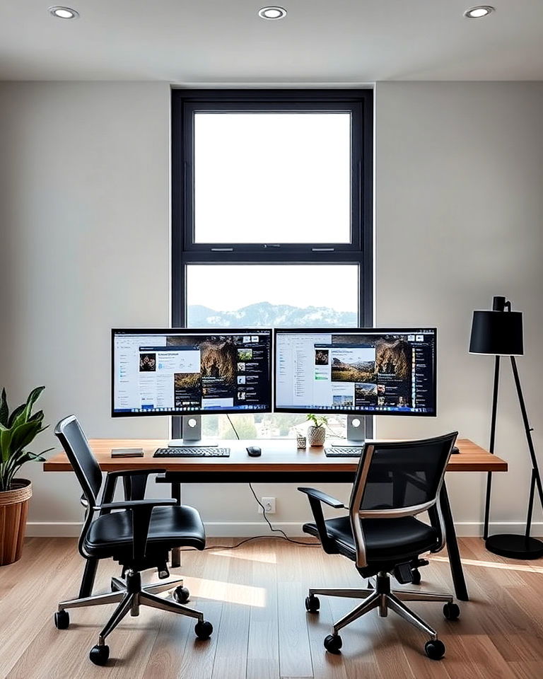 dual monitor setup home office for him
