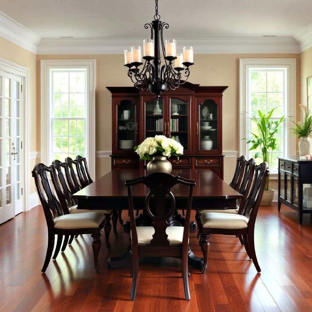 durable dark wood dining table
