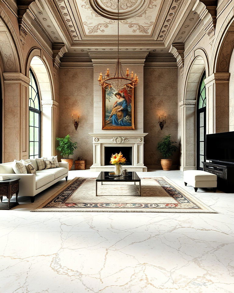 durable stone or marble flooring