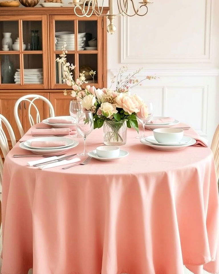 dusty pink table linens