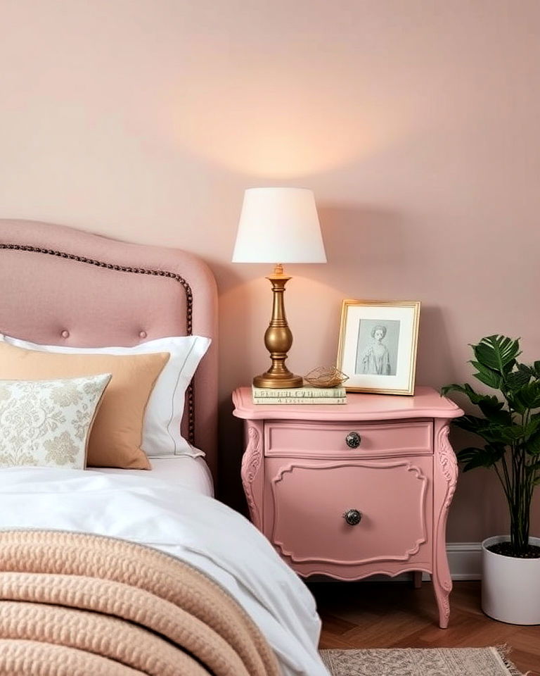 dusty rose bedside table