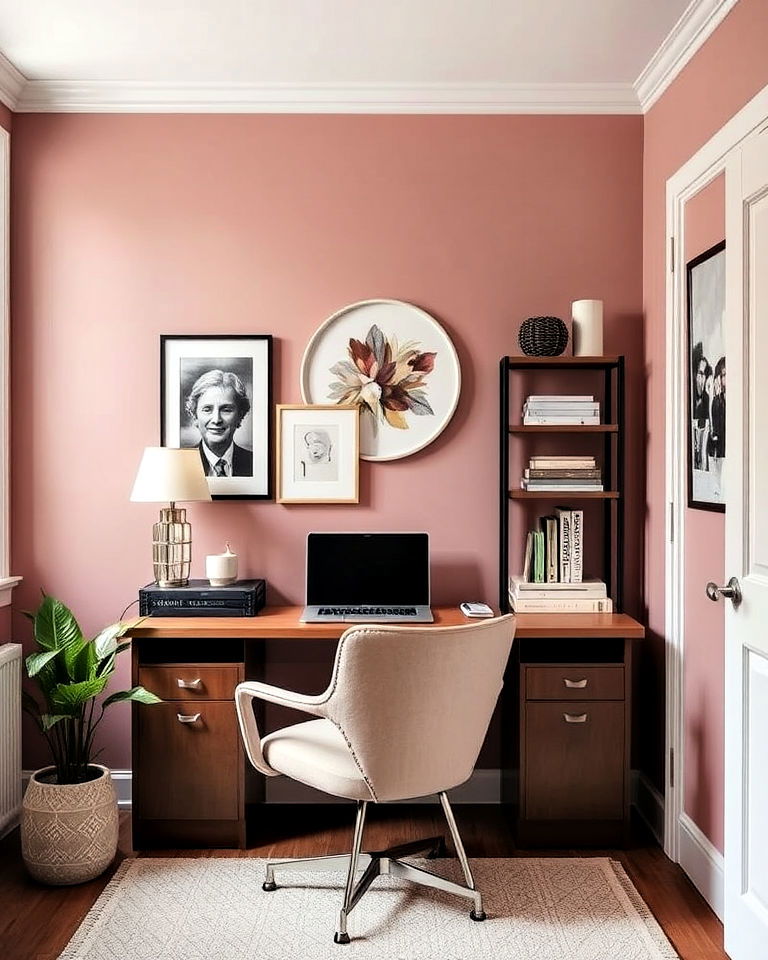 dusty rose home office paint color