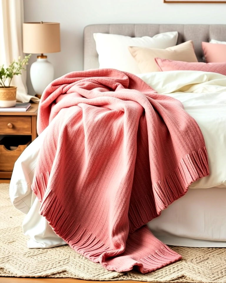 dusty rose throw blanket