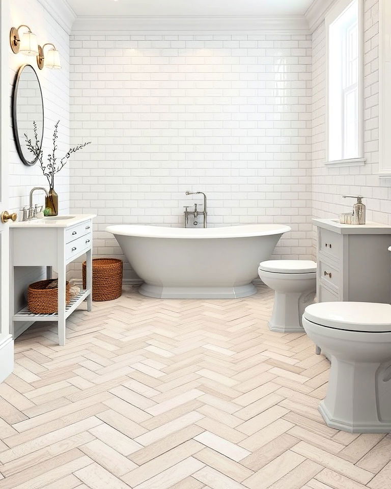 dynamic herringbone tile floor