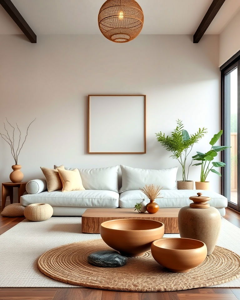 earthy accents zen living room