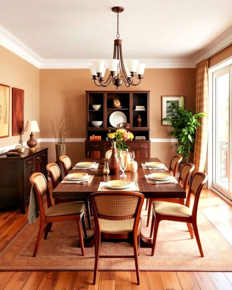 earthy color palette dining room design