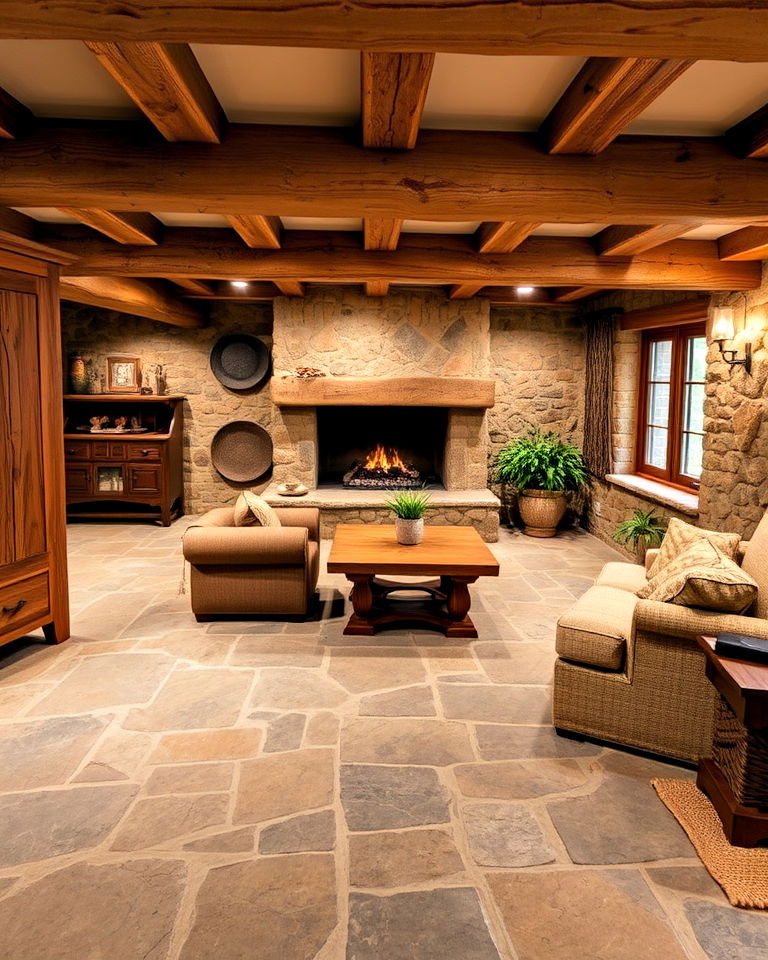 earthy stone flooring for durability