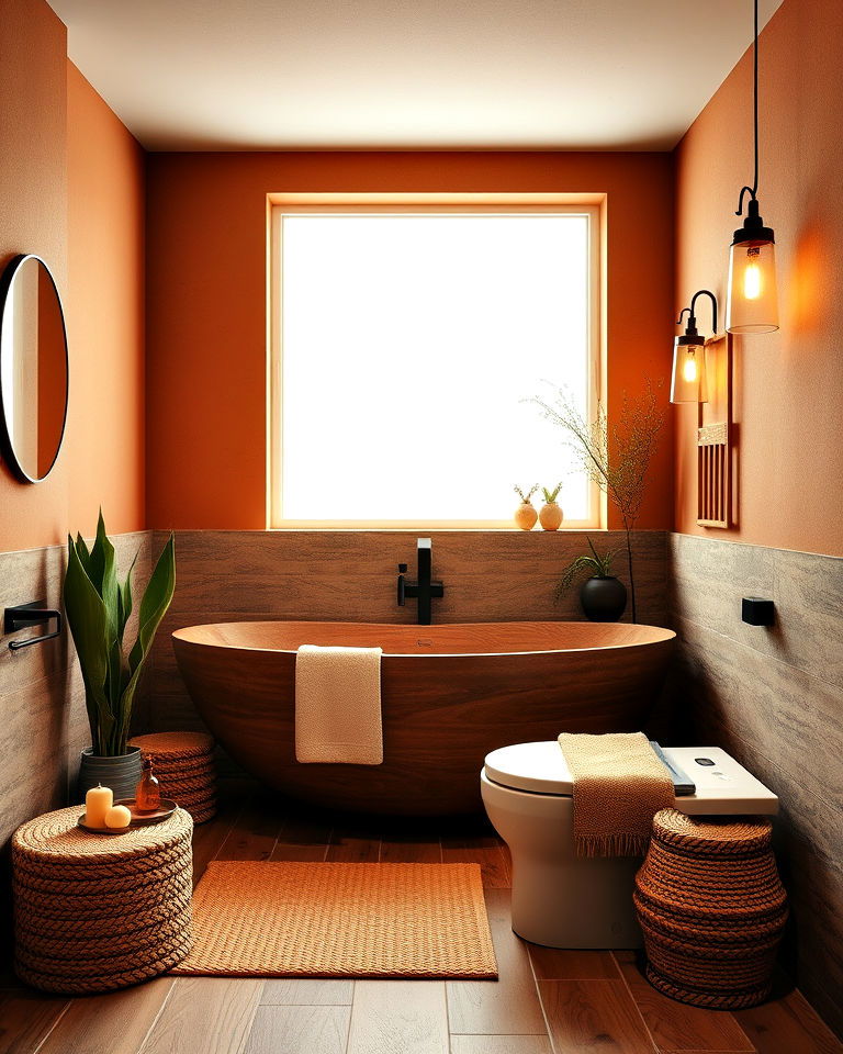 earthy tones and textures aesthetic bathroom
