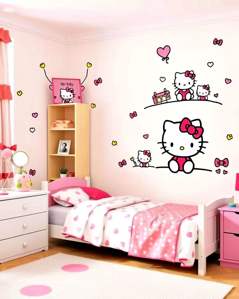 easy to apply hello kitty bedroom wall decals