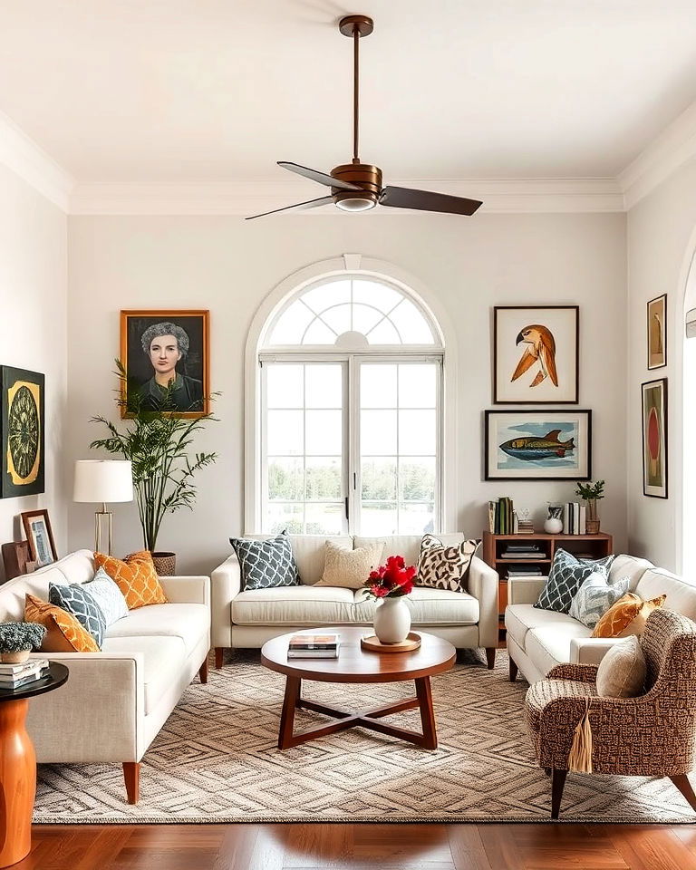 eclectic mix of decor styles living room