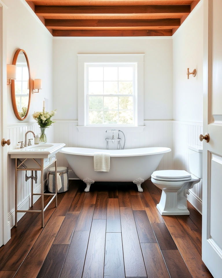 eclectic style mixed wood tones floor for bathroom