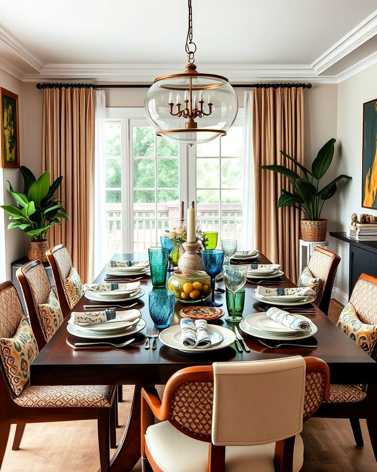 eclectic table settings dining room